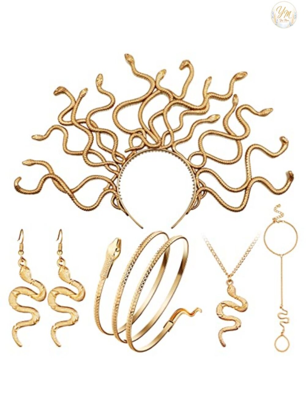Medusa Snake Costume Accessory Set Headpiece Necklace Earrings Arm Cuff